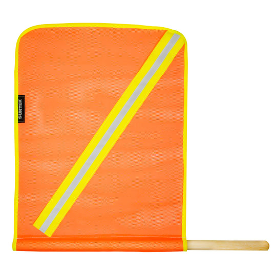 Banderín de malla plástica con reflejante y vástago de madera Surtek