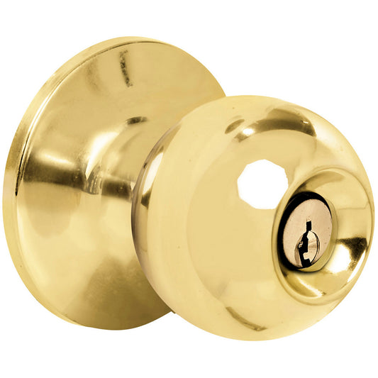 Pomo Cilíndrico Bola Función Baño, Latón Brillante, Llave Estándar, Blíster Prolok DS