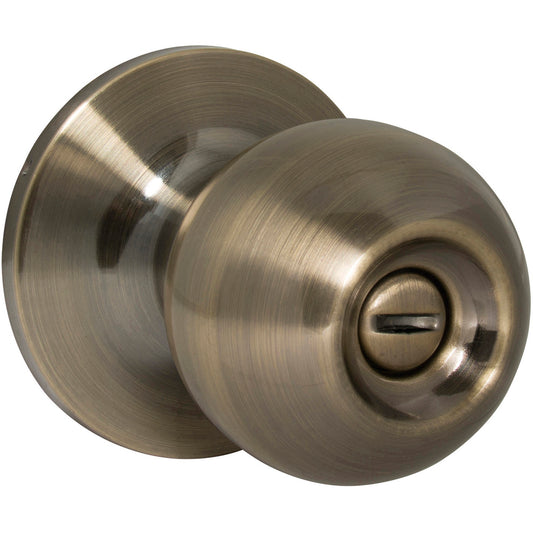 Pomo Cilíndrico Bola Función Entrada, Latón Antiguo, Llave Estándar, Blíster Prolok DS