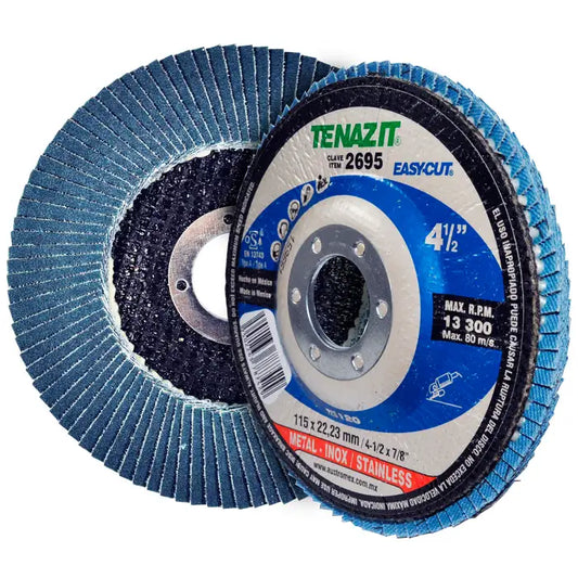 Disco laminado de zirconio - grano 120 de 115 x 22.2 mm para desbaste de acero inoxidable, metales y soldadura.