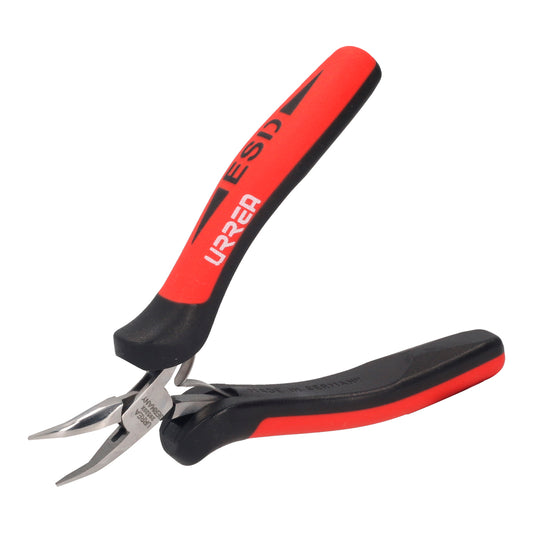 Pinza Para Electrónica Con Mango Antiestático De 5" Punta Larga Doblada A 45° Urrea DS