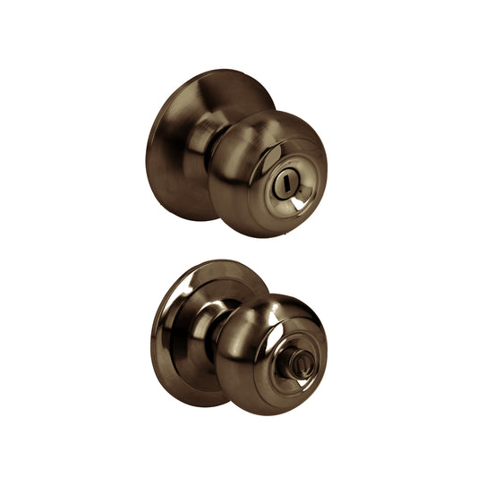 Pomo Cilíndrico Ovalado Función Baño, Latón Antiguo, Llave Estándar, Blíster Prolok DS