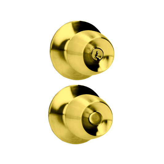 Pomo Cilíndrico Media Copa Función Entrada, Latón Brillante, Llave Estándar, Blíster Prolok DS