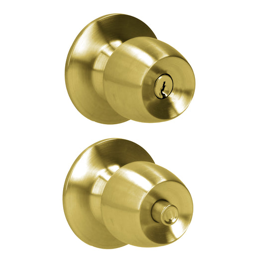 Pomo Cilíndrico Media Copa Función Recámara, Latón Brillante, Llave Estándar, Blíster Prolok DS