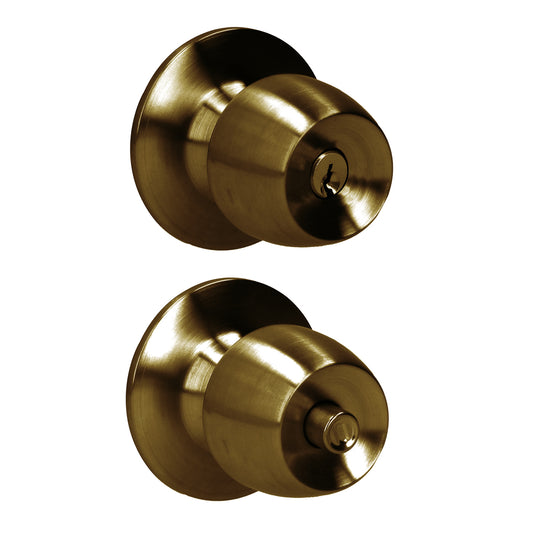 Pomo Cilíndrico Media Copa Función Recámara, Latón Antiguo, Llave Estándar, Blíster Prolok DS