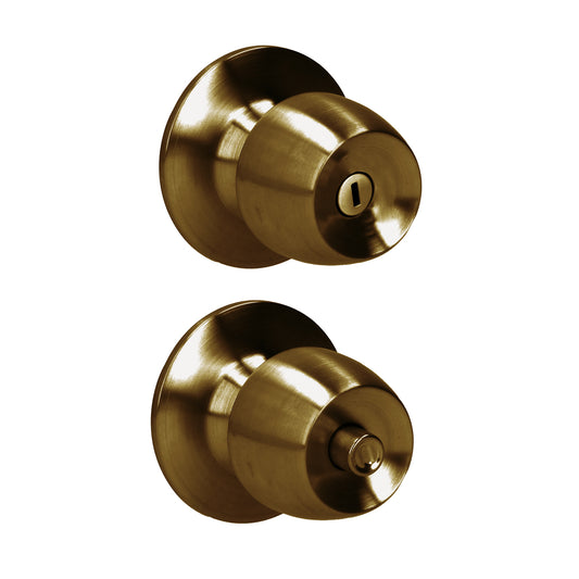 Pomo Cilíndrico Media Copa Función Baño, Latón Antiguo, Llave Estándar, Blíster Prolok DS