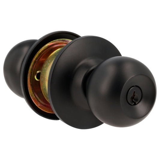 Pomo Cilíndrico Bola Función Entrada, Acero Negro, Llave Estándar Lock DS