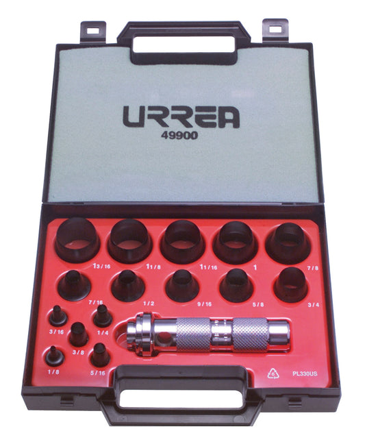 Juego de sacabocados de 1/8 a 1-3/16", 16 piezas Urrea