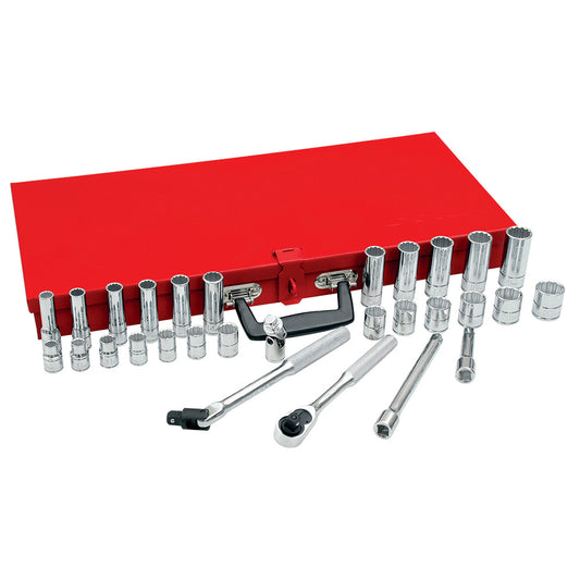 Juego de dados y accesorios cuadro de 3/8" métrico 12 puntas, 30 piezas Urrea