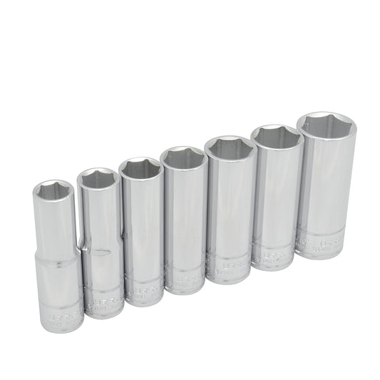 Juego de dados largos cuadro de 1/2", 6 puntas, en pulgadas, 7 piezas Urrea