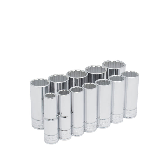 Juego de dados largos cuadro de 1/2", 12 puntas, en pulgadas, 12 piezas Urrea