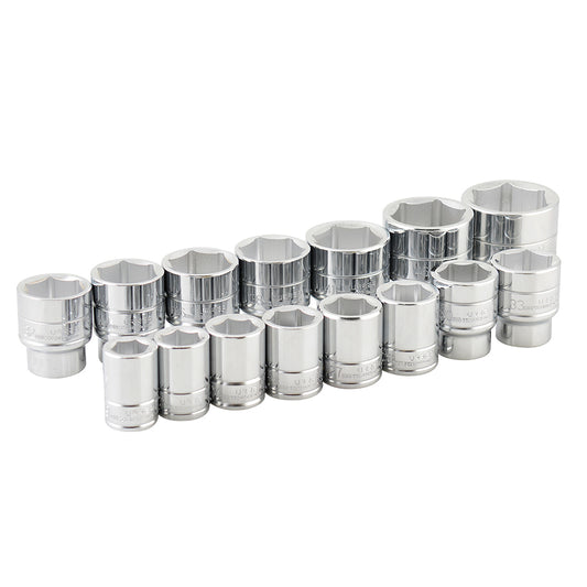Juego de dados cuadro de 3/4", 6 puntas, métricos, 15 piezas Urrea