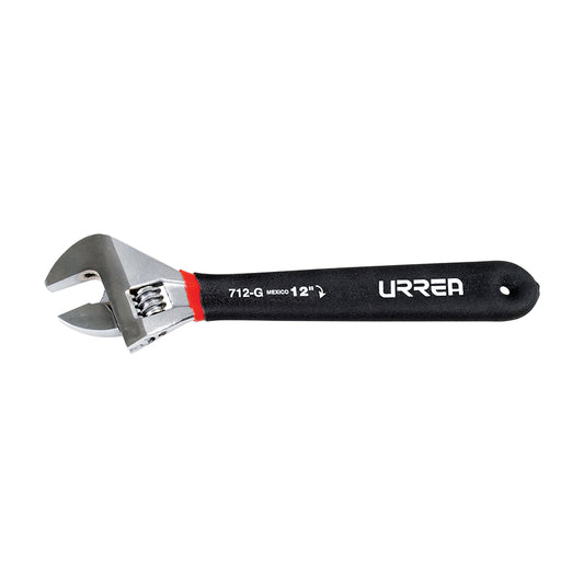 Llave ajustable cromada con mango Rubber grip 12" Urrea