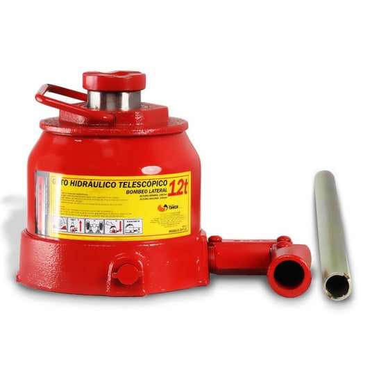 Gato hidráulico telescópico de botella 12 t Bombeo lateral Modelo: GHT-12 Marca MIKELS