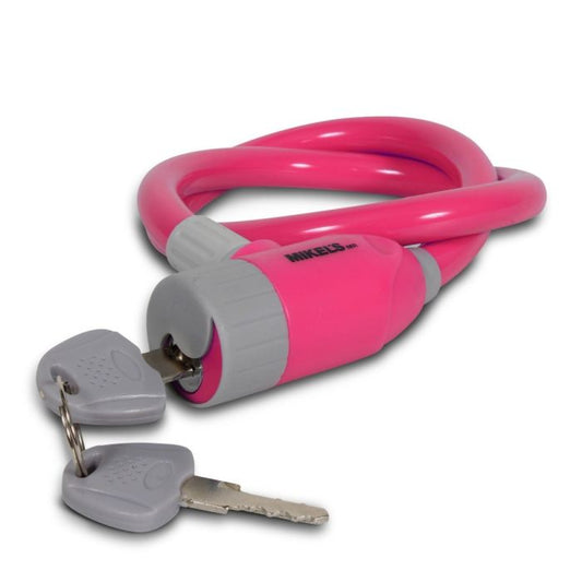 Cable candado flexible rosa Modelo: CCR-65 Marca MIKELS