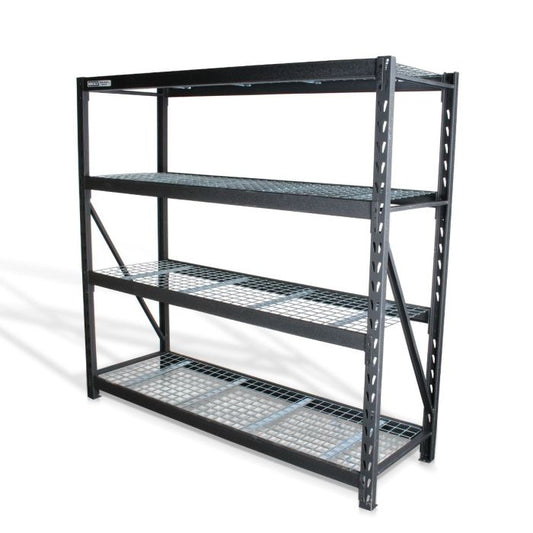 Estante para almacenaje metálico industrial (77”x24”) 4 repisas, 2500 kg Modelo: EMI-7724 Marca MIKELS
