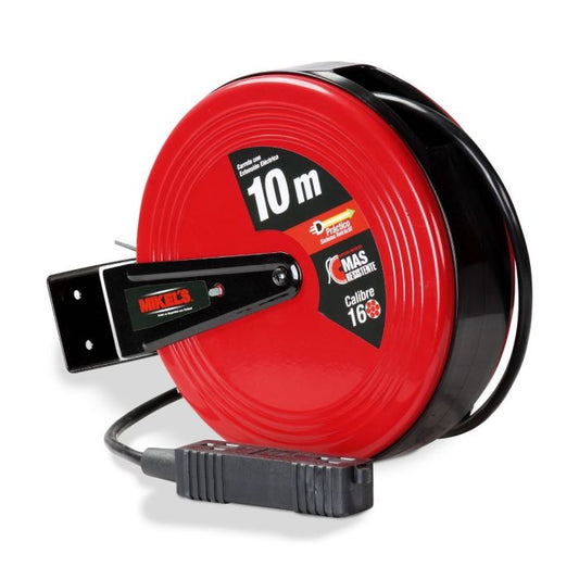 Carrete con extensión eléctrica (10 m) Modelo: CEE-10 Marca MIKELS