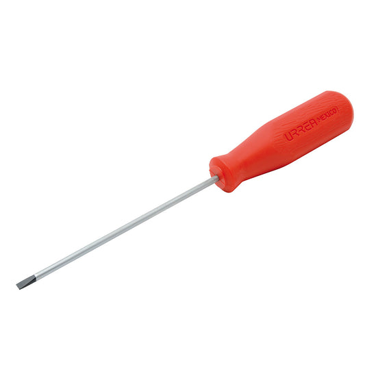 Destornillador con mango rojo, punta cabinet barra redonda 3/16" x 8" Urrea