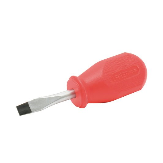 Destornillador con mango rojo, tipo trompo punta plana barra redonda 1/4" x 1-1/2" Urrea