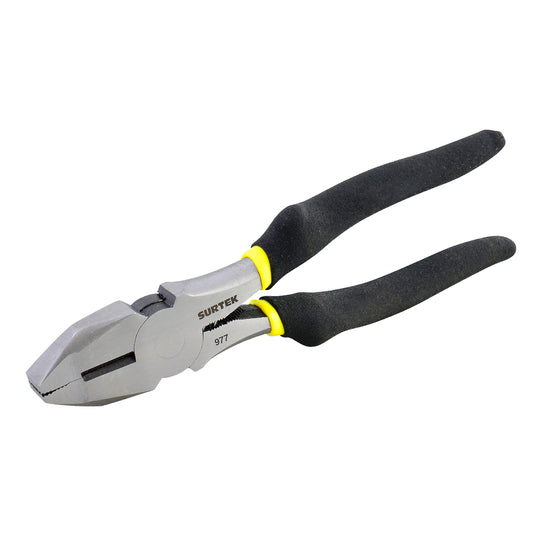 Pinza Para Electricista Con Mango Rubber Grip De 7", Corte Lateral Nariz Cuadrada Surtek DS