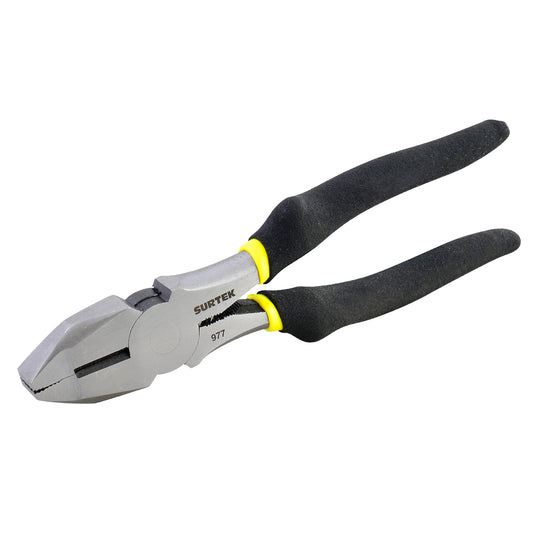 Pinza Para Electricista Con Mango Rubber Grip De 8", Corte Lateral Nariz Cuadrada Surtek DS