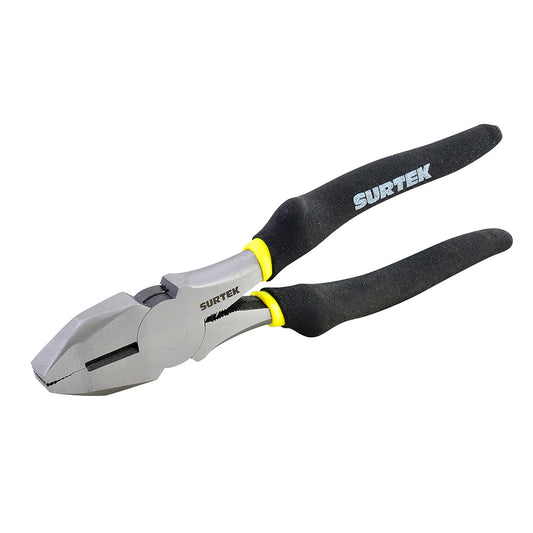 Pinza Para Electricista Con Mango Rubber Grip De 9", Corte Lateral Nariz Cuadrada Surtek DS
