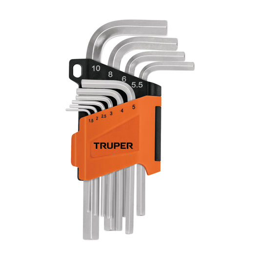 3531-Juego 10 Llaves Allen Mm Punta Hexagonal Con Organizador 15536 Truper