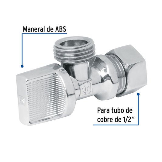 Llave angular de 1/2', 1/4 de vuelta, barrilito, FOSET