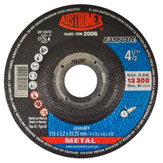 2038-Disco Abrasivo Para Corte De Metal De 115 X 3.2 X 22.23 Mm 2006 Austromex