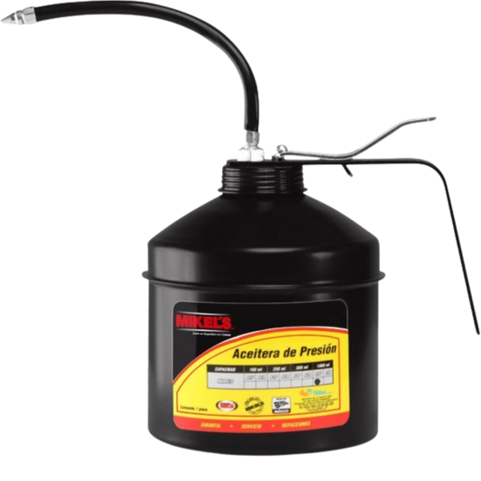 Aceitera De Presión Bote De Acero Tubo Flexible 1000 Ml Z5F Mikels