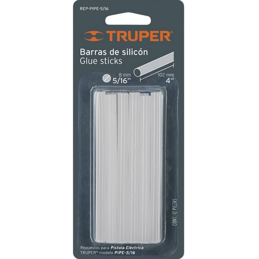Blíster Con 12 Barras De Silicón De Repuesto Para Pipe-5/16 17537 Truper