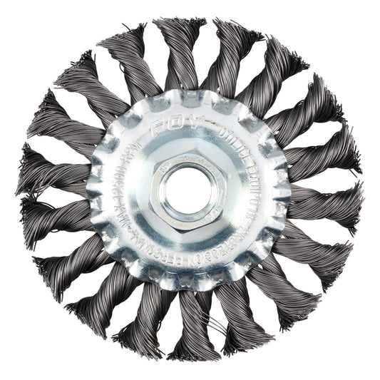 Carda circular trenzada alambre grueso 6" x 0.50 con rosca M14 Foy