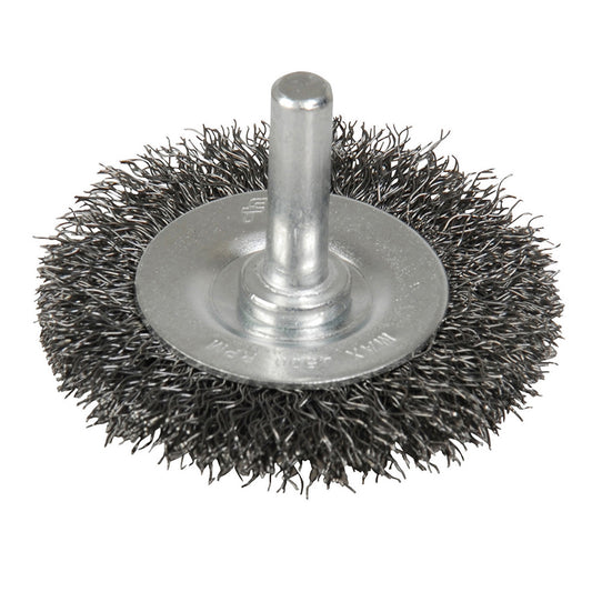 Carda copa ondulada alambre fino 2" x 0.17 mm con zanco 1/4" Foy