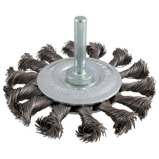 Carda circular trenzada alambre grueso 3" x 0.50 mm con zanco 1/4" Surtek