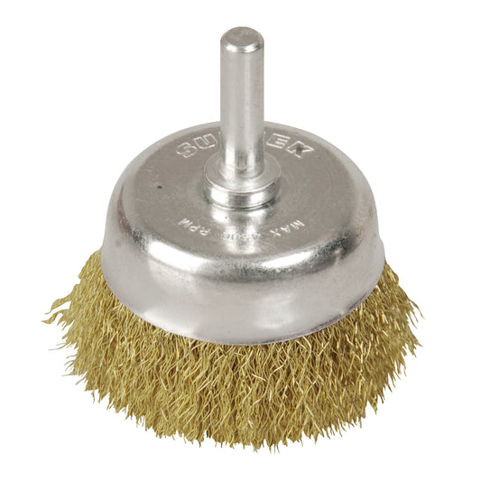 Carda copa ondulada alambre delgado 2-3/4" x 0.30 mm con zanco 1/4" Surtek