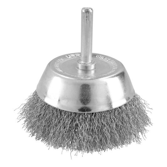 Carda copa ondulada alambre fino acero inoxidable 1/2" x 0.20 mm con zanco 1/4" Surtek