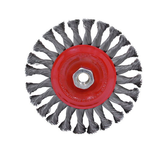 Carda circular trenzada alambre delgado 4" x 0.35 mm con rosca 5/8" Urrea