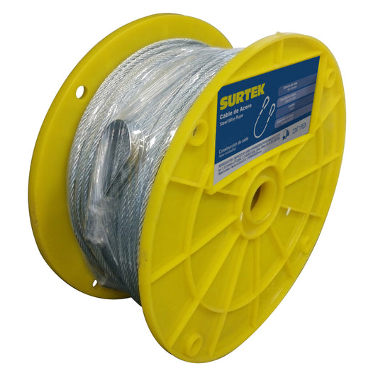 Cable de acero con guardacabo 3/32" x 76 m construcción de 7 x 19 Surtek