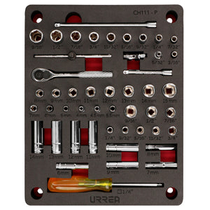 Juego de dados y accesorios cuadro de 1/4" combinados 48 piezas, CH111P-C Urrea
