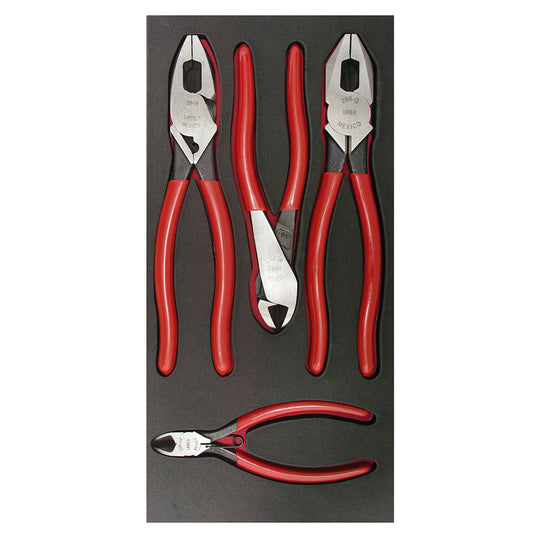 Juego de pinzas de electricista 4 piezas, charola CH126-C Urrea