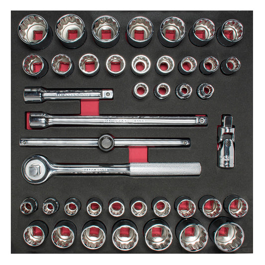Juego de dados cortos y accesorios cuadro de 1/2" combinados 42 piezas, CH203-C Urrea