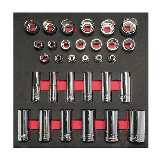 Juego de dados cortos y largos cuadro de 1/2" en pulgadas 31 piezas, CH206-C Urrea