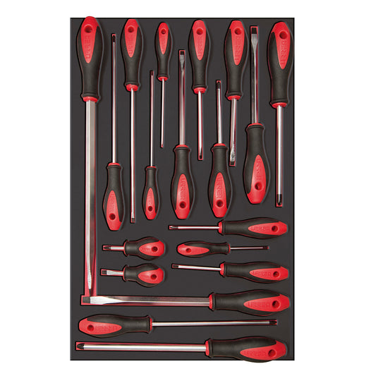 Juego de destornilladores con mango bimaterial varias puntas 19 piezas, CH307-C Urrea