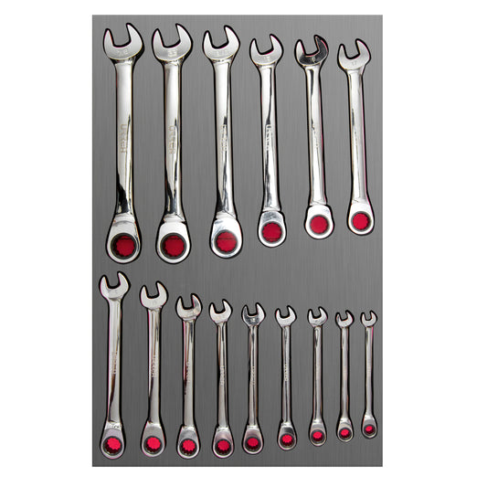 Juego de llaves combinadas de matraca métricas 15 piezas, CH313L-C Urrea