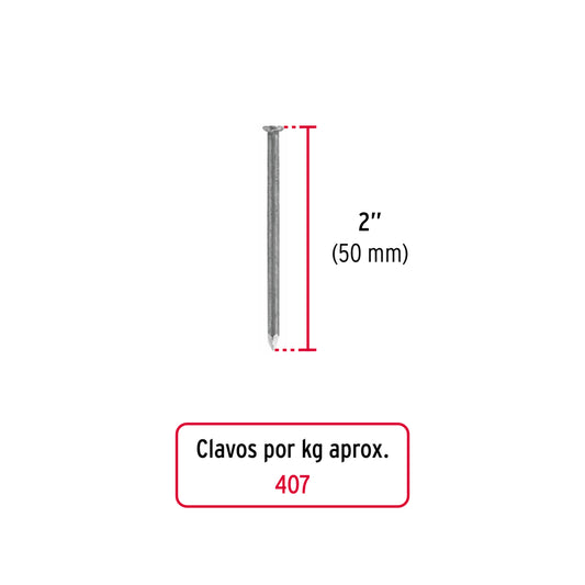 Kilo de clavo estándar 2' con cabeza en caja de 10 kg, Fiero
