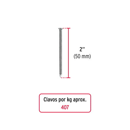 Kilo de clavo estándar 2' con cabeza en caja de 25 kg, Fiero