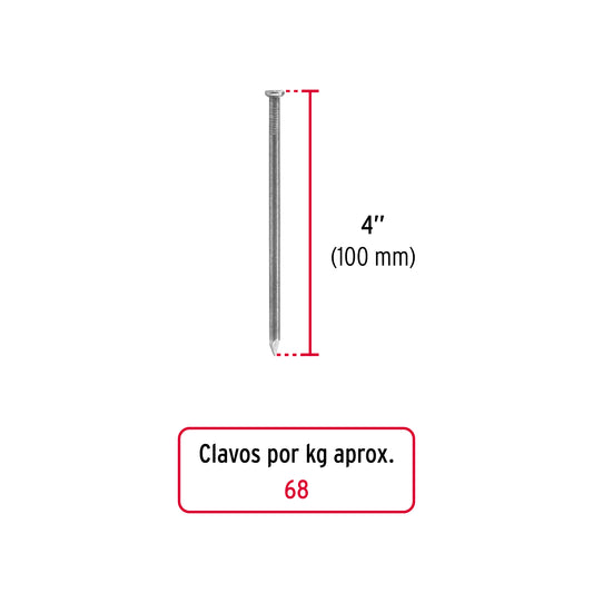 Clavo estandard, 4', c/cabeza, caja de 25 kg (S)(25)