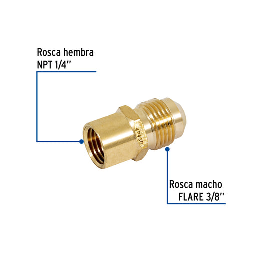 Niple campana de latón, 3/8' X 1/4' (S)(10)