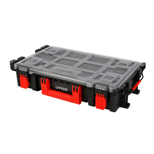 Caja modular plÃ¡stica color negro con organizadores 21-1/2" x 13-1/2" x 4-1/2" Urrea