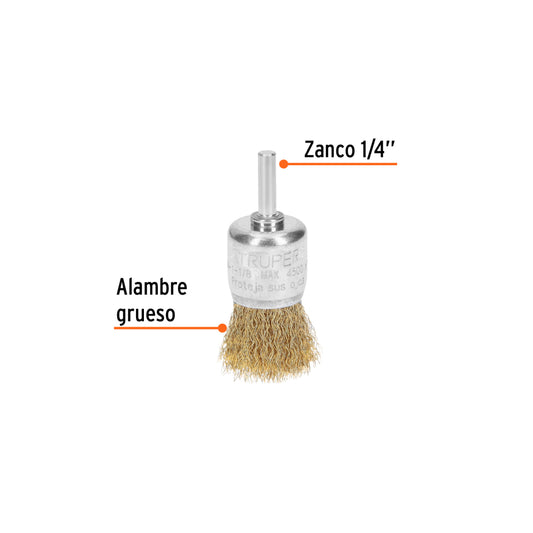 Carda de copa 1-1/8" alambre grueso para taladro, truper